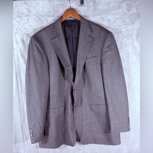 Oscar de la Renta 100% Wool Sport Coat Blazer Gray Check Size 46L